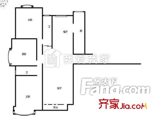四毛廠家屬院  3室  戶型圖