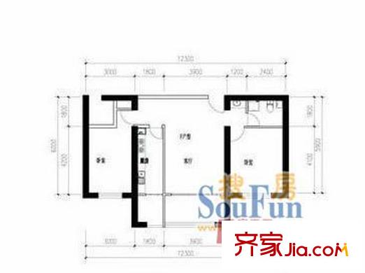 四毛廠家屬院  2室  戶型圖