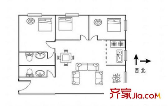 龍林大廈 3室 戶型圖