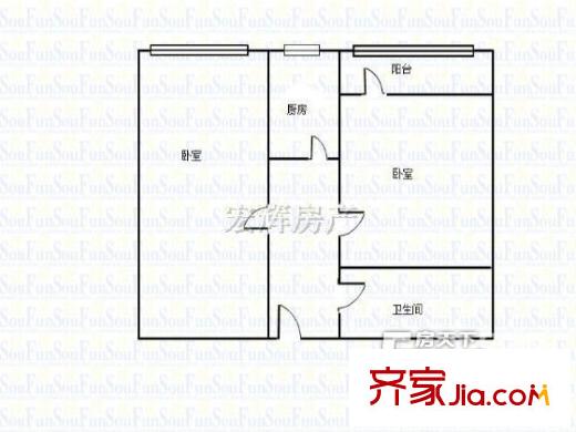 國(guó)稅局家屬院(閔家橋)戶型圖國(guó)稅局家屬院（閔家橋） 2室 戶型圖 2室1衛(wèi)1廚
