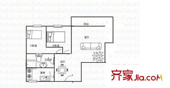 保險(xiǎn)公司家屬院(廣場東口)戶型圖保險(xiǎn)公司家屬院（廣場東口） 2室 戶型圖 2室2廳1衛(wèi)1廚