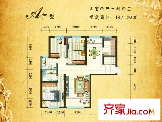 銀灘雅苑3室 戶型圖