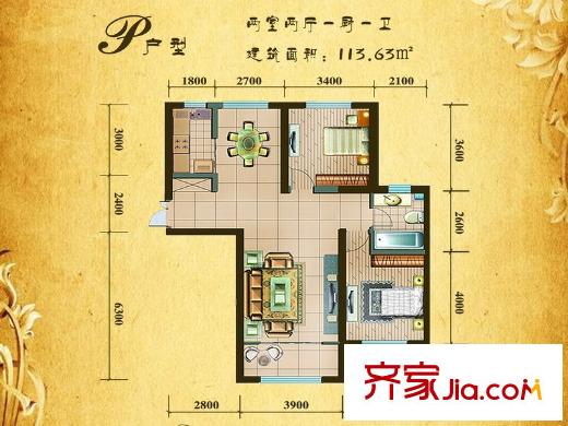 銀灘雅苑 2室 戶型圖