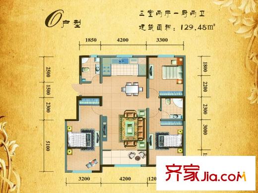 銀灘雅苑 3室 戶型圖