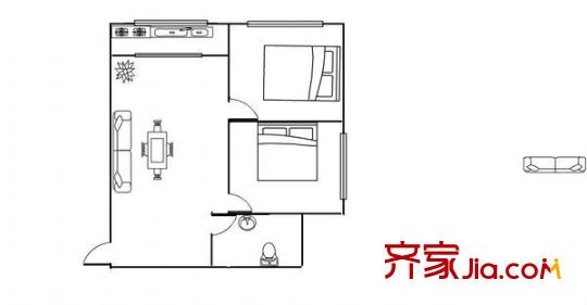 小西湖教育局家屬院 2室 戶型圖