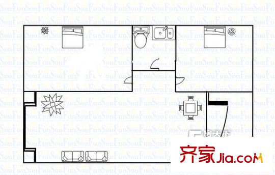 潔誠小區(qū)  2室  戶型圖