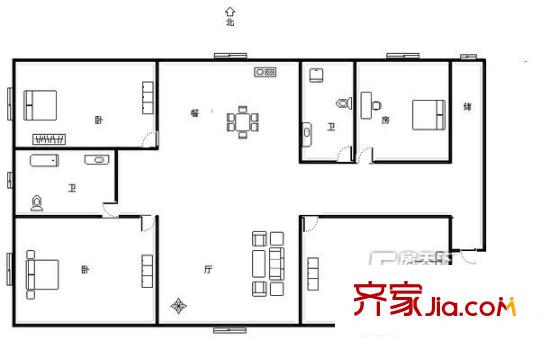 二熱市政公司單位房 4室戶型圖
