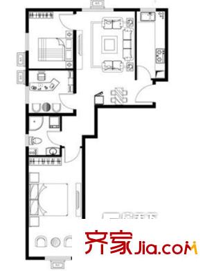 華坪小區(qū) 2室 戶型圖