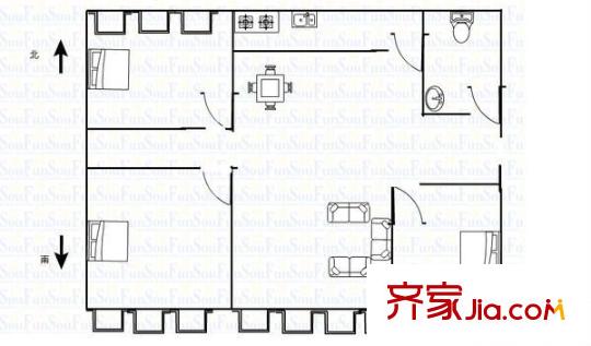 省工商局家屬院 3室 戶型圖