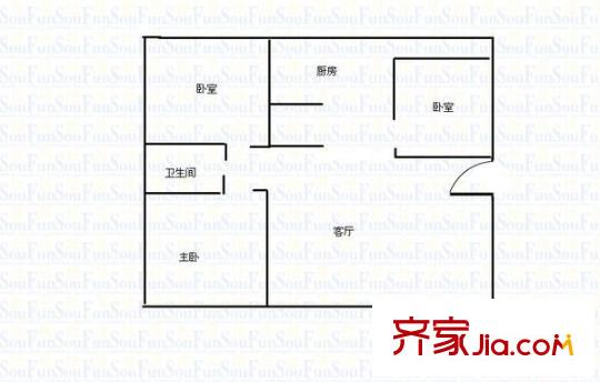 省工商局家屬院 2室 戶型圖