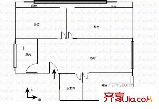 蘭州市人大家屬院戶型圖3-2-1-1 3室2廳1衛(wèi)1廚