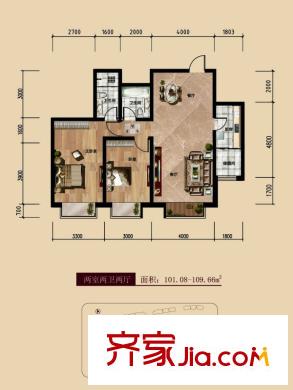 中廣宜景灣?尚城二期6-8#標(biāo)準(zhǔn)層2戶型 2室2廳2衛(wèi)1廚