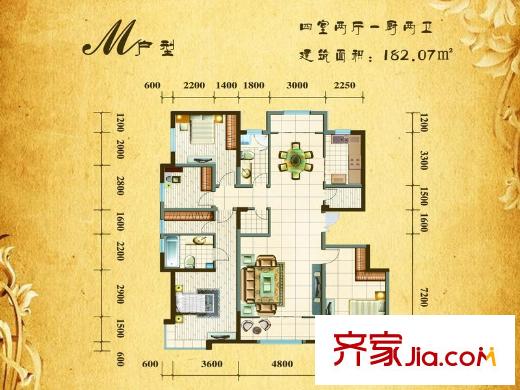 銀灘雅苑 4室 戶型圖