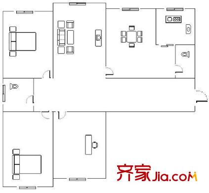 何家莊40號(hào)高層小區(qū) 3室 戶型圖 