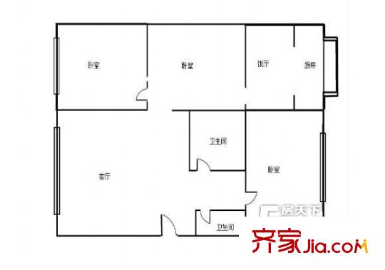 金昌南路市環(huán)保局家屬院  3室  戶型圖