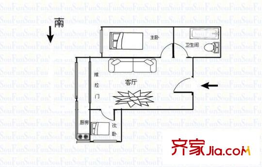 省工商局家屬院 2室 戶型圖