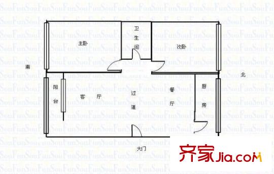 省工商局家屬院 2室 戶型圖