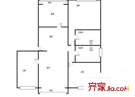 小西湖立交橋肺科醫(yī)院家屬院 3室 戶型圖