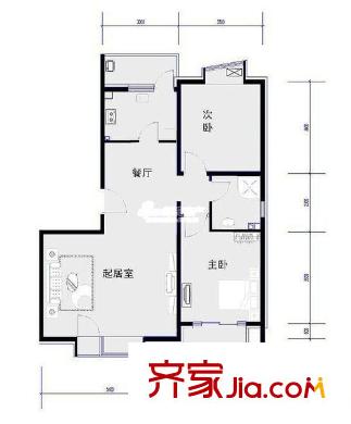 小西湖立交橋肺科醫(yī)院家屬院 2室 戶型圖