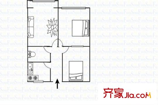 市公安局交警支隊家屬院 2室 戶型圖