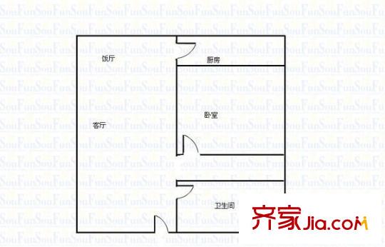 九州萬泉小區(qū) 1室 戶型圖
