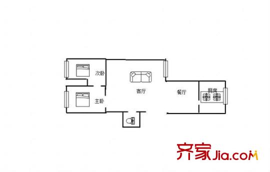 金港城公安局家屬院 2室 戶型圖