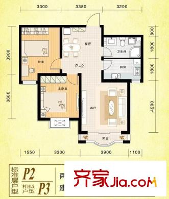  田園小區(qū) 2室 戶型圖