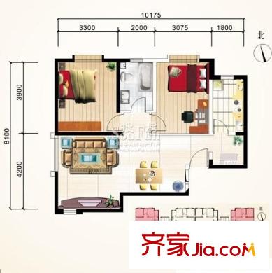 檔案局家屬院 2室 戶型圖