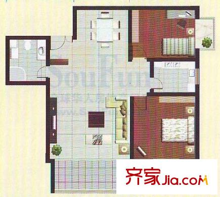 檔案局家屬院 2室 戶型圖