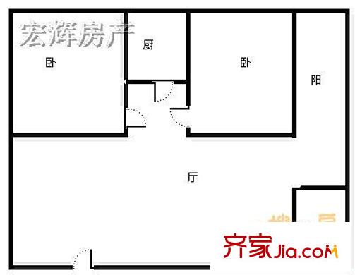 鐵路局憩園小區(qū) 2室 戶型圖