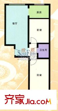 紫雅花園戶型圖77.21 2室1廳1衛(wèi)1廚