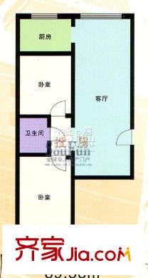 紫雅花園戶型圖89.53 2室1廳1衛(wèi)1廚