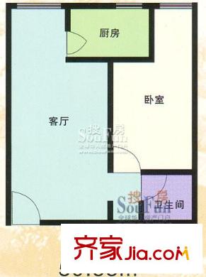 紫雅花園戶型圖59.55平米 1室1廳1衛(wèi)1廚