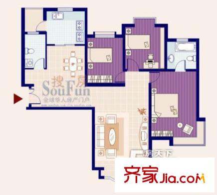 酒泉小院  3室  戶型圖