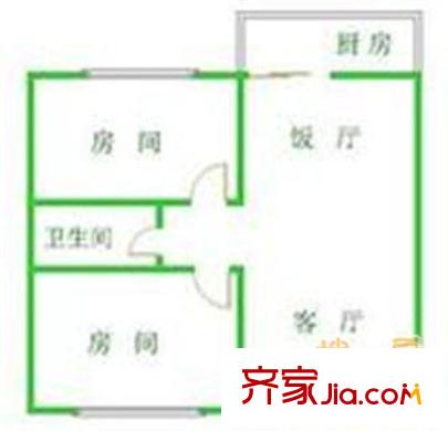 廣武門省檢察院家屬院 2室 戶型圖