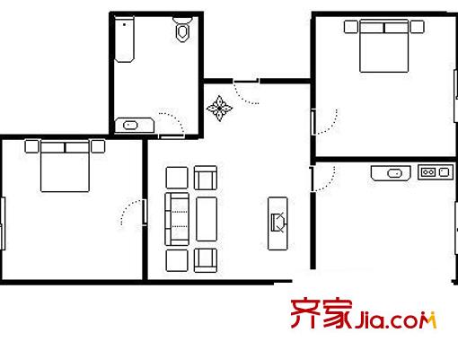 檔案局家屬院 2室 戶型圖