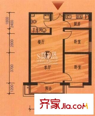 敬東小區(qū) 2室 戶型圖