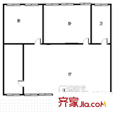 蘭州市城管區(qū)何家莊財(cái)政家屬院 2室 戶型圖