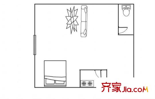 田園小區(qū) 1室 戶型圖