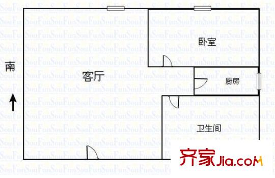  田園小區(qū) 1室 戶型圖