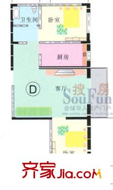 田園之家戶型圖D戶型 2室1廳1衛(wèi)1廚