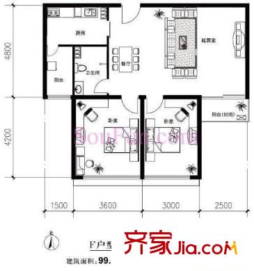金鵬小區(qū) 3室 戶型圖
