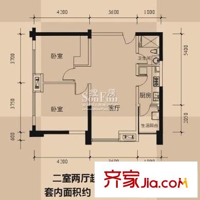 金鵬小區(qū) 2室 戶型圖