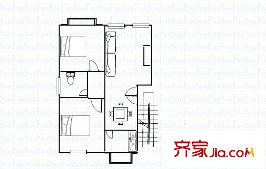 蘭州市城管區(qū)何家莊財(cái)政家屬院2室 戶型圖