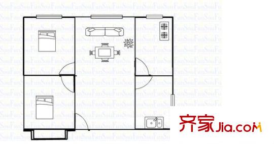 三十七中家屬院 2室 戶型圖
