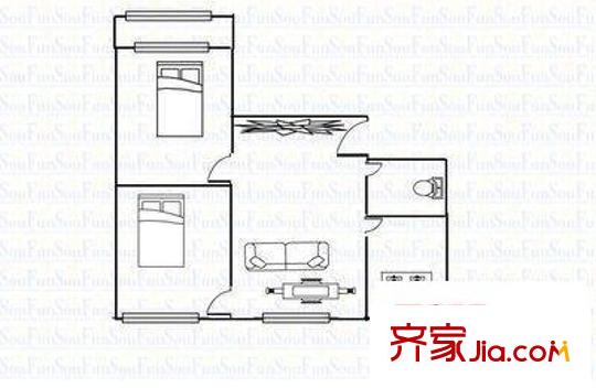 三十七中家屬院 2室 戶型圖