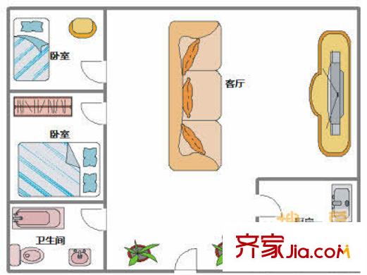 蘭新商住樓 2室 戶型圖