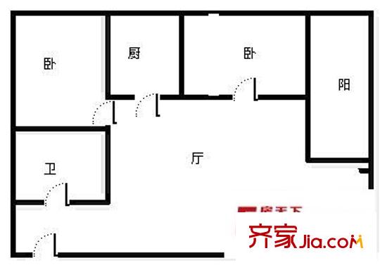 銀信小區(qū) 2室 戶型圖