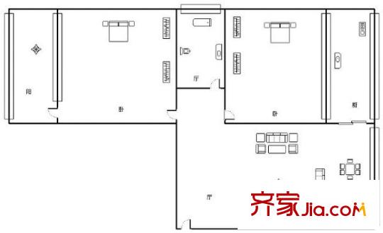 第三停車場(chǎng)家屬樓 2室 戶型圖