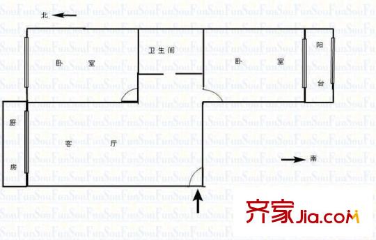 定西南路臻誠公司家屬院 2室 戶型圖